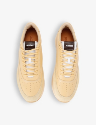 Shop Jacquemus Men's Beige La Daddy Chubky-sole Low-top Leather Trainers