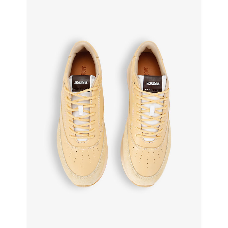 Shop Jacquemus La Daddy Chubky-sole Low-top Leather Trainers In Beige