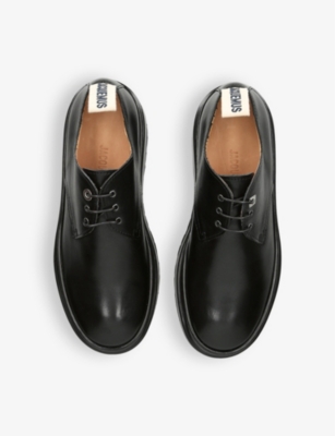 Shop Jacquemus Mens Black Les Derbies Pavane Leather Derby Shoes