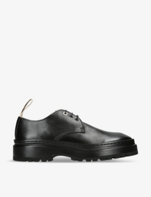 Shop Jacquemus Mens Black Les Derbies Pavane Leather Derby Shoes