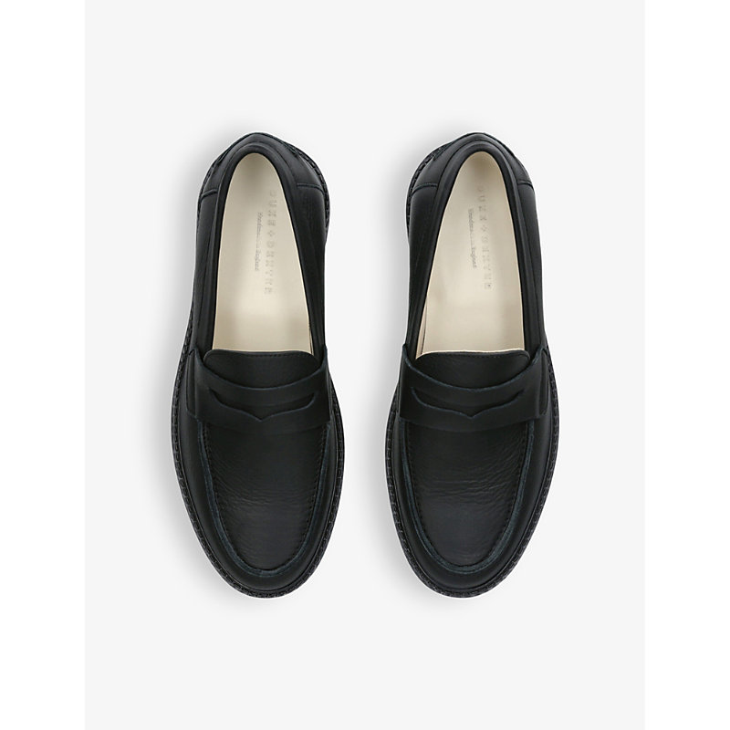 Shop Duke & Dexter Wilde Lug-sole Leather Penny Loafers In Black