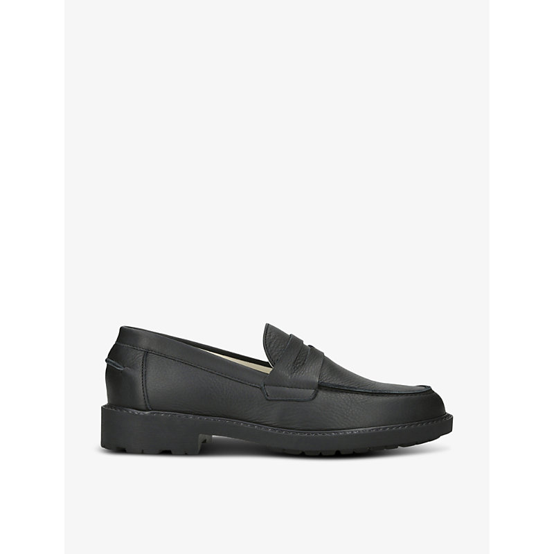 Shop Duke & Dexter Men's Black Wilde Lug-sole Leather Penny Loafers