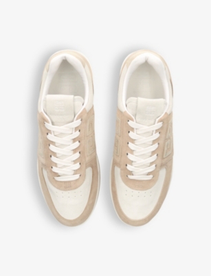 Shop Givenchy Women's Beige Comb G4 Brand-embellished Leather Low-top Trainers