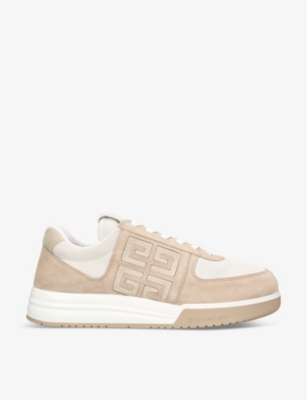 Shop Givenchy Women's Beige Comb G4 Brand-embellished Leather Low-top Trainers