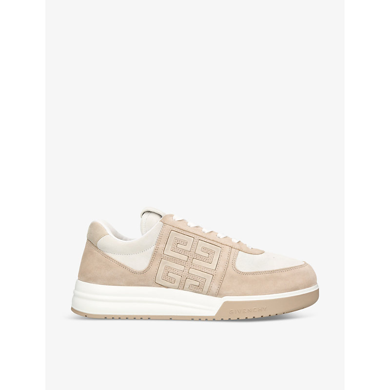 Shop Givenchy Women's Beige Comb G4 Brand-embellished Leather Low-top Trainers