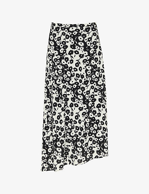 WHISTLES: Riley floral-print woven midi skirt