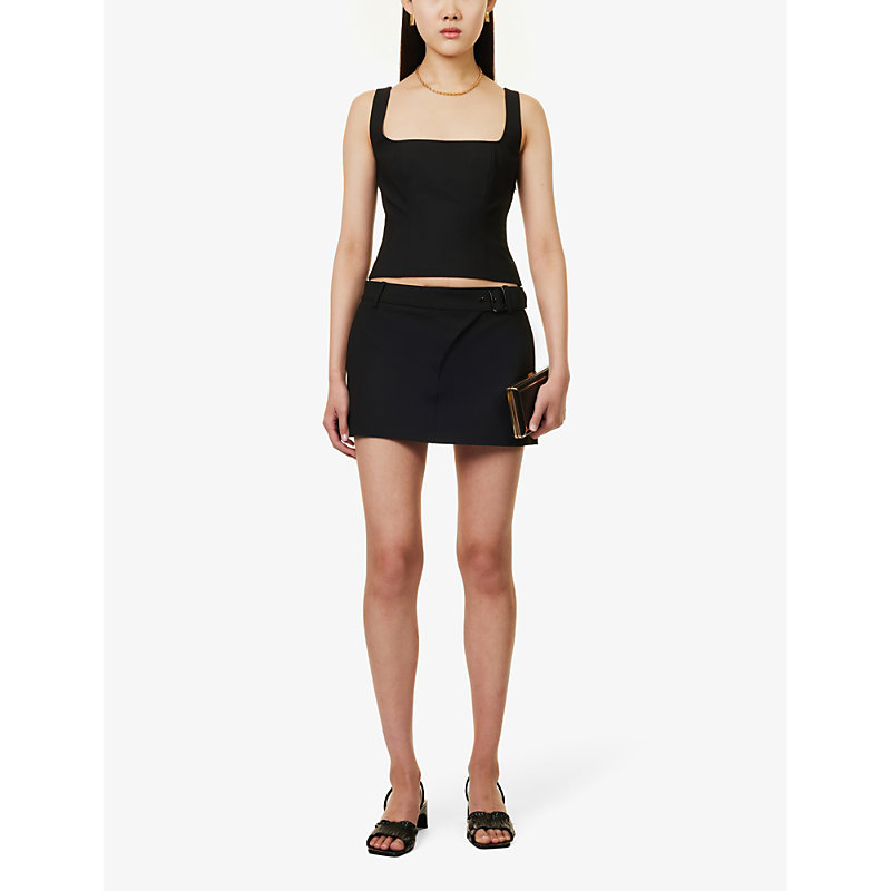 Shop Sir Women's Black Leonardo Buckled Wrap Wool-blend Mini Skirt 0