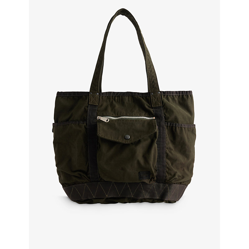 Porter-yoshida & Co Crag Cotton Tote Bag In Khaki
