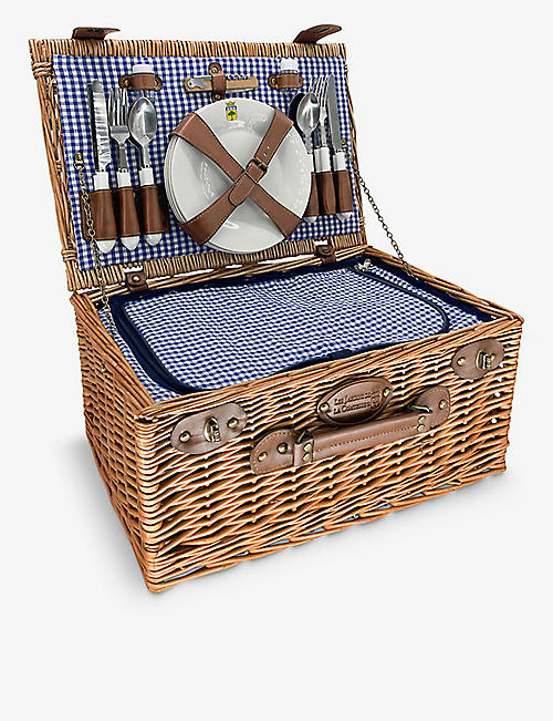 LES JARDINS DE LA COMTESSE: Marley four-person wicker picnic basket 46cm