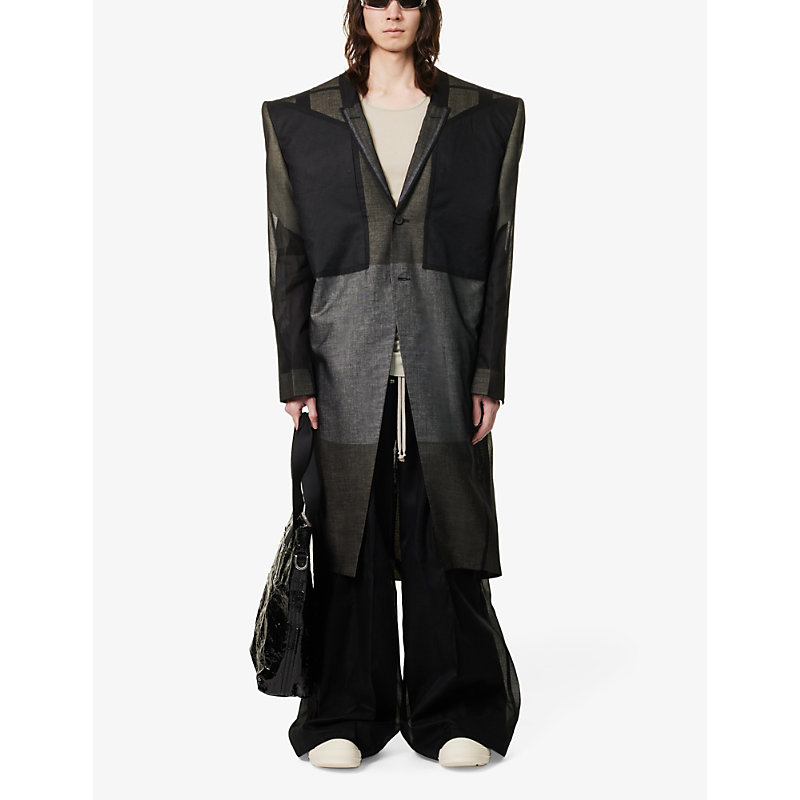 Shop Rick Owens Tatlin Semi-sheer Relaxed-fit Cotton Coat In Black