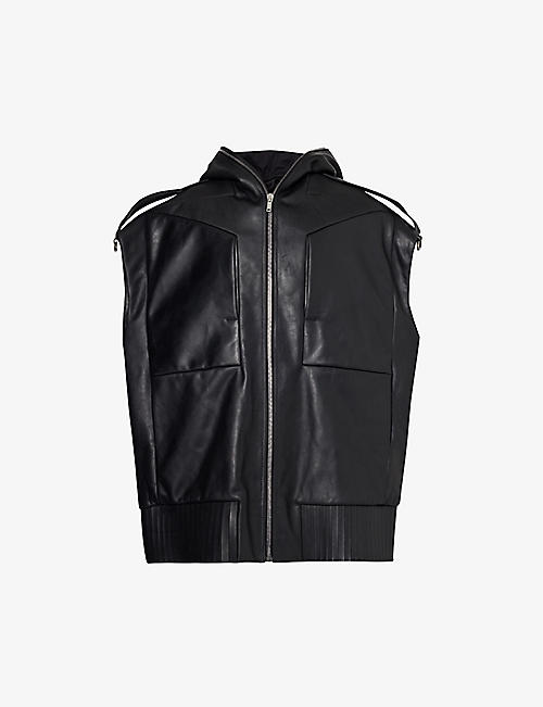RICK OWENS: Lido sleeveless leather hoody