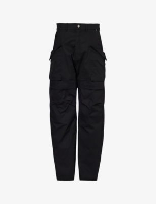 RICK OWENS: Stefan loop-embellished relaxed-fit wide-leg stretch-cotton cargo trousers