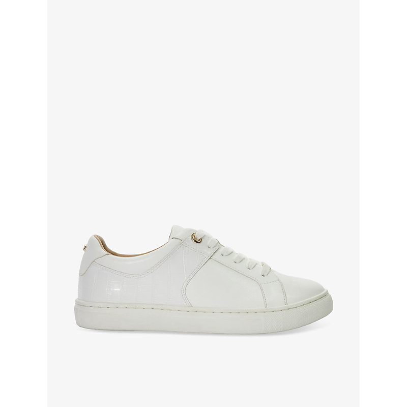 Dune Womens White-synthetic Elodic Faux-leather Low-top Trainers