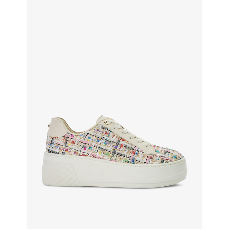 Dune Womens Multi-fabric Episode Flat-form Woven Low-top Trainers