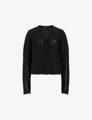 Allsaints Vivian Open Stitch Cardigan In Black