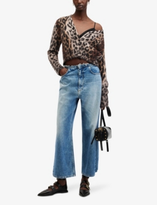 ALLSAINTS: Lex leopard-print long-sleeve knitted cardigan