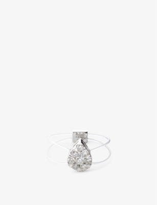 PERSEE PARIS: Float 18ct white-gold and 0.35ct pear-cut diamond ring