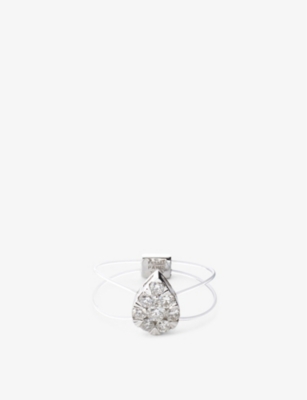 Persée Paris Persee Paris Womens White Gold Float 18ct White-gold And 0.35ct Pear-cut Diamond Ring
