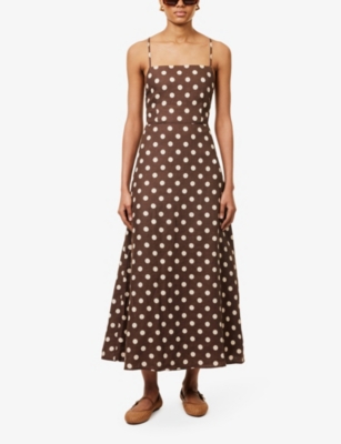 Shop Posse Women's Polka Dot Lori Polka-dot Linen Midi Dress