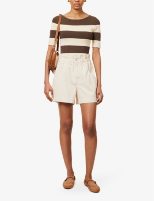 Shop Posse Womens Choc/cream Theo Striped Knitted Top