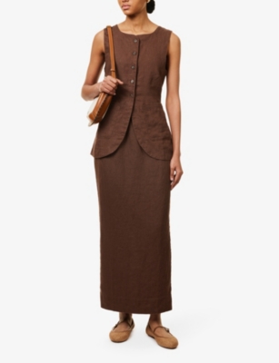 Shop Posse Women's Chocolate Emma Mid-rise Linen Maxi Skirt