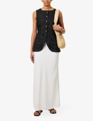 Shop Posse Women's Ivory Aurora Mid-rise Linen Maxi Skirt