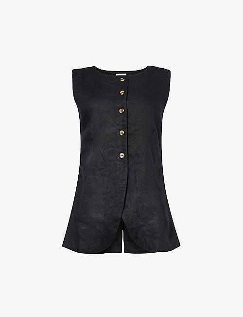POSSE: Emma button-down linen waistcoat