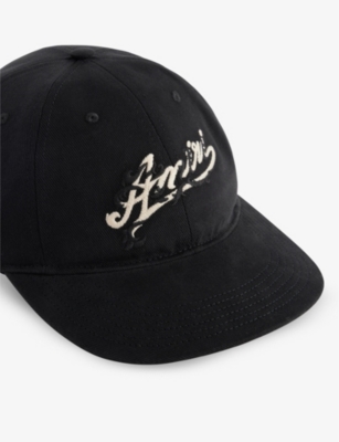 Shop Amiri Baroque Brand-embroidered Cotton Cap In Black