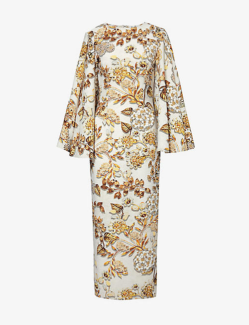 MARY KATRANTZOU: Cambon floral-print stretch-woven maxi dress