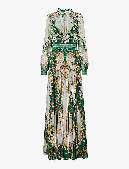 MARY KATRANTZOU: Selene floral-pattern woven maxi dress