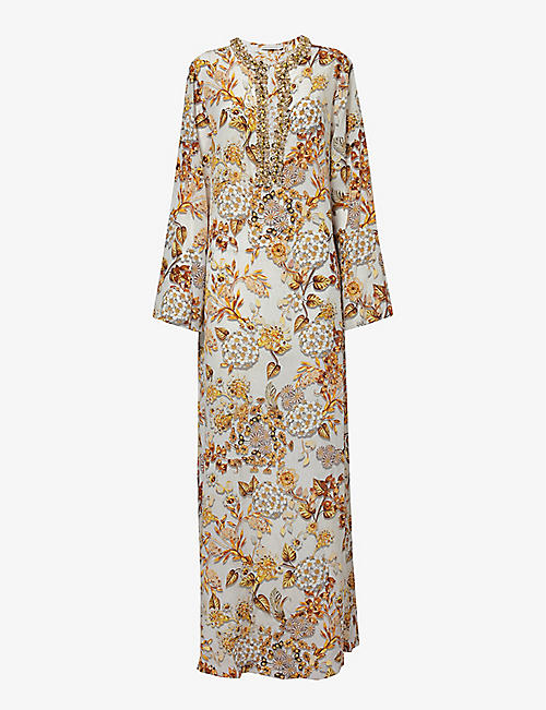MARY KATRANTZOU: Collins floral-pattern silk maxi dress