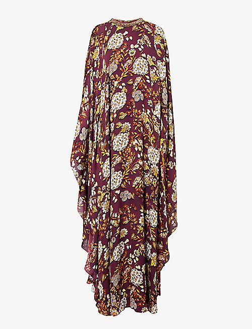 MARY KATRANTZOU: Taylor floral-pattern silk maxi dress