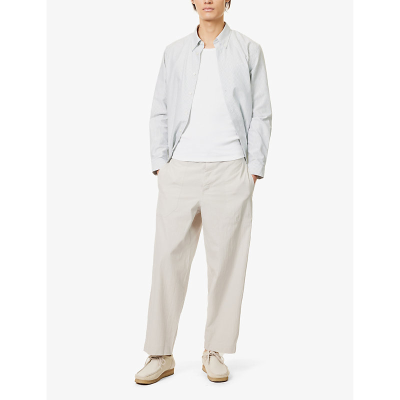 Shop Marane El Pepe Brand-patch Organic-cotton Trousers In Grey