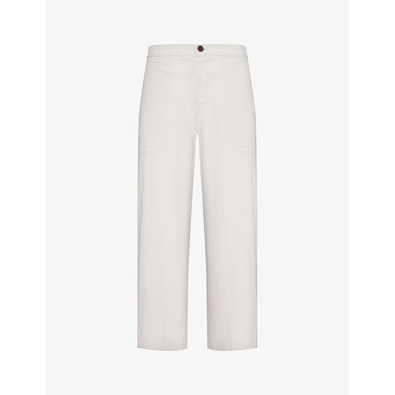 Marane Mens Grey El Pepe Brand-patch Organic-cotton Trousers
