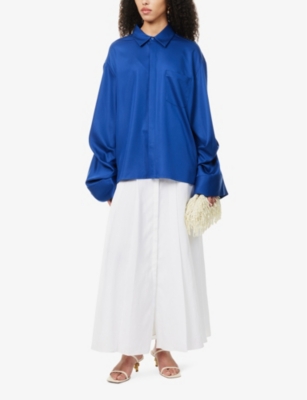 LEEM: Pintuck-sleeve stretch-woven shirt