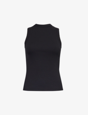 Leem Womens Black Sleeveless Round-neck Stretch-cotton Top In Black
