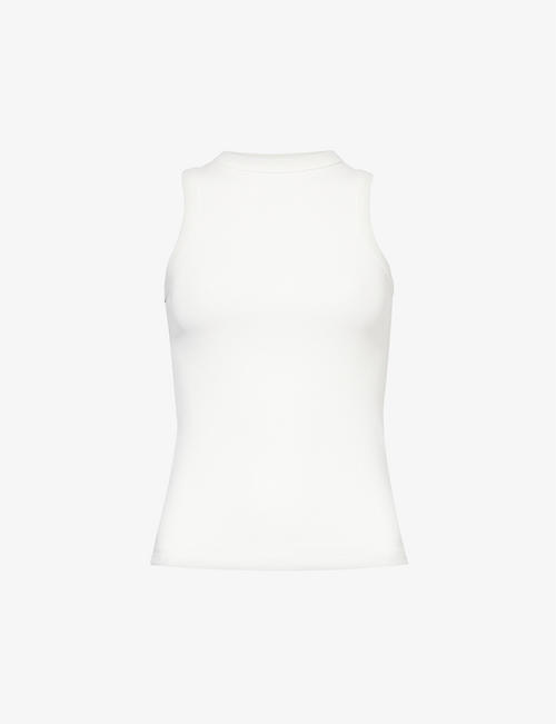 LEEM: Sleeveless round-neck stretch-cotton top