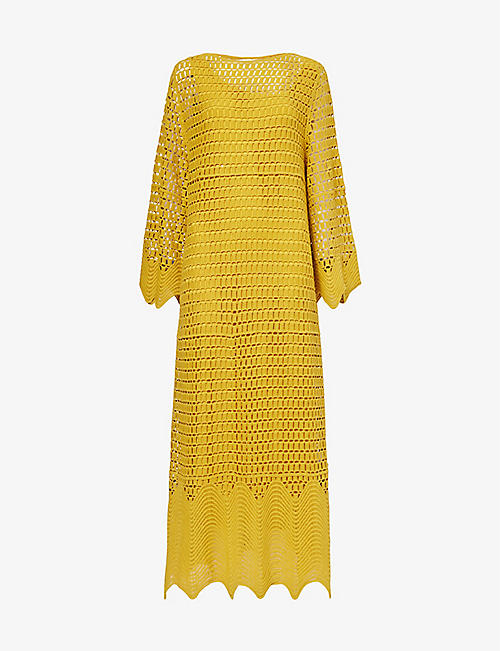 LEEM: Crochet-knit cotton maxi dress