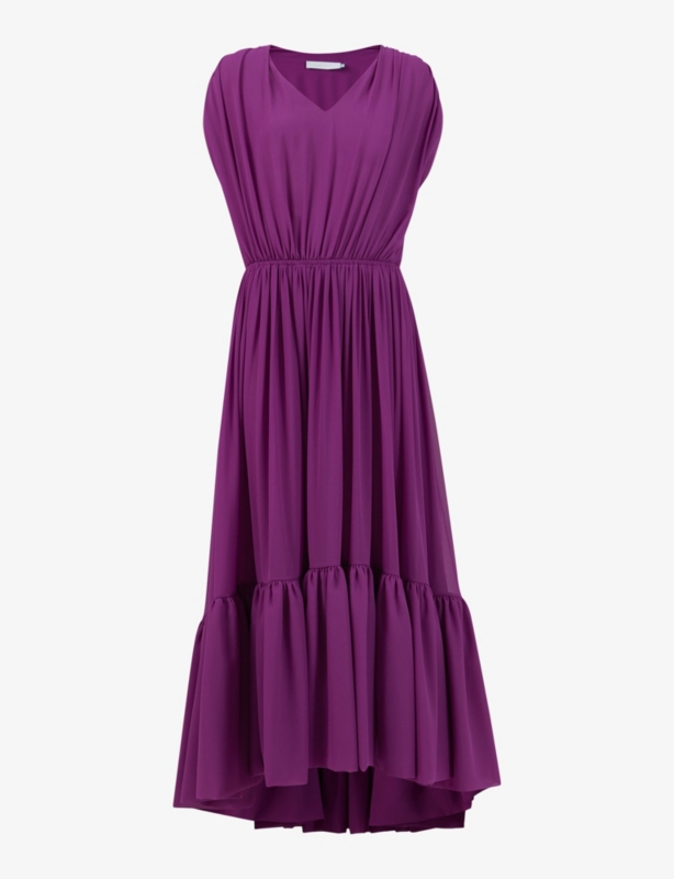 Frill-hem V-neck woven maxi dress
