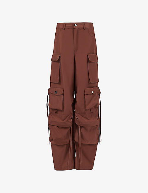 LEEM: Multi-pocket mid-rise woven cargo trousers