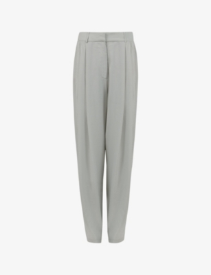 Shop Leem Womens Tapered-leg High-rise Regular-fit Woven Trousers Dove Grey