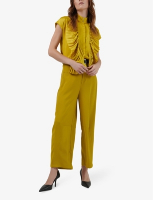 LEEM: Barrel-leg high-rise stretch-woven trousers