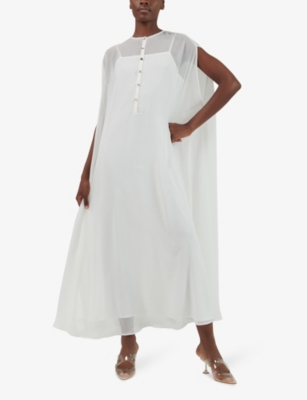 Leem Womens Off White Cape V-neck Woven Kaftan In Off White