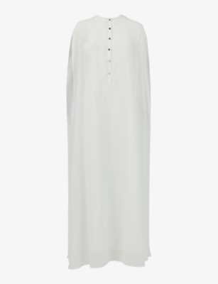 Leem Womens Off White Cape V-neck Woven Kaftan In Off White