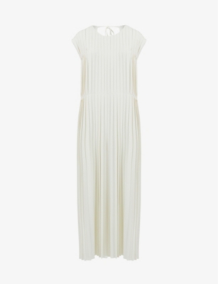 LEEM: Pleated-front relaxed-fit stretch-woven midi dress