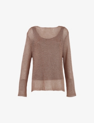 LEEM: Relaxed-fit long-sleeve mesh knit top