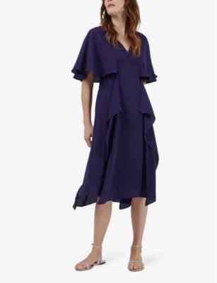Shop Leem Women's Dark Purpl Frill-sleeve V-neck Woven Midi Dress