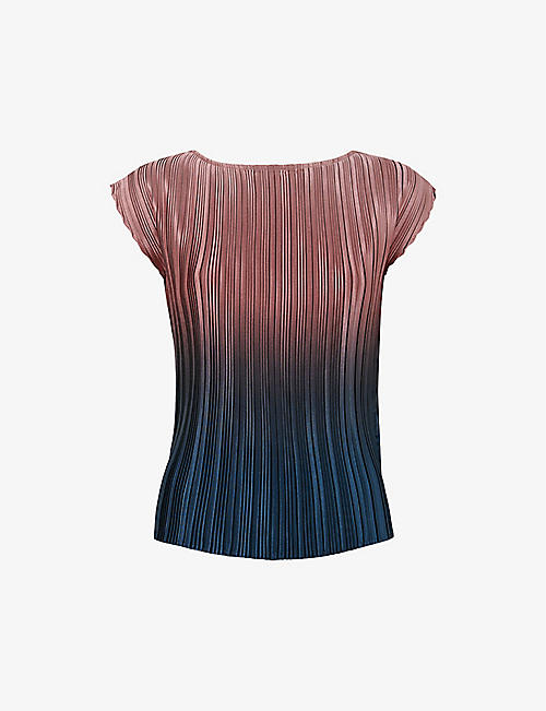 LEEM: Ombre-print pleated stretch-woven top