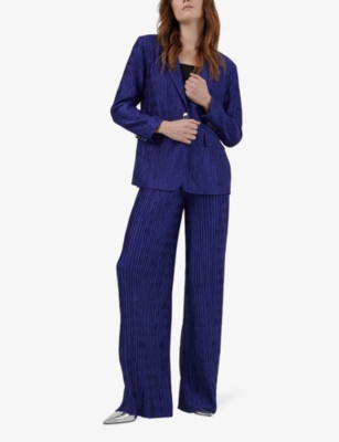 LEEM: Single-breasted slim-fit plisse blazer