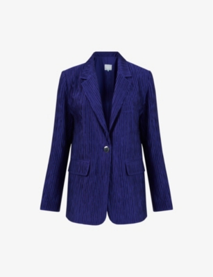 Shop Leem Women's Purple Single-breasted Slim-fit Plisse Blazer